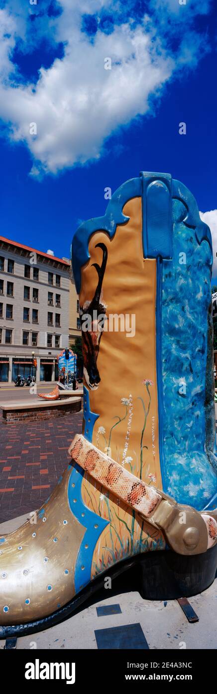 Cowboy boot sculpture in downtown Cheyenne, Wyoming, USA Stock Photo