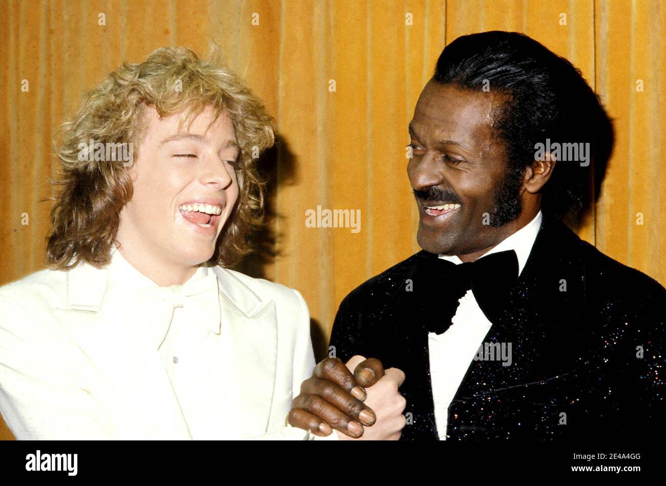 Leif Garrett and Chuck Berry at The 26th Annual Grammy Awards on