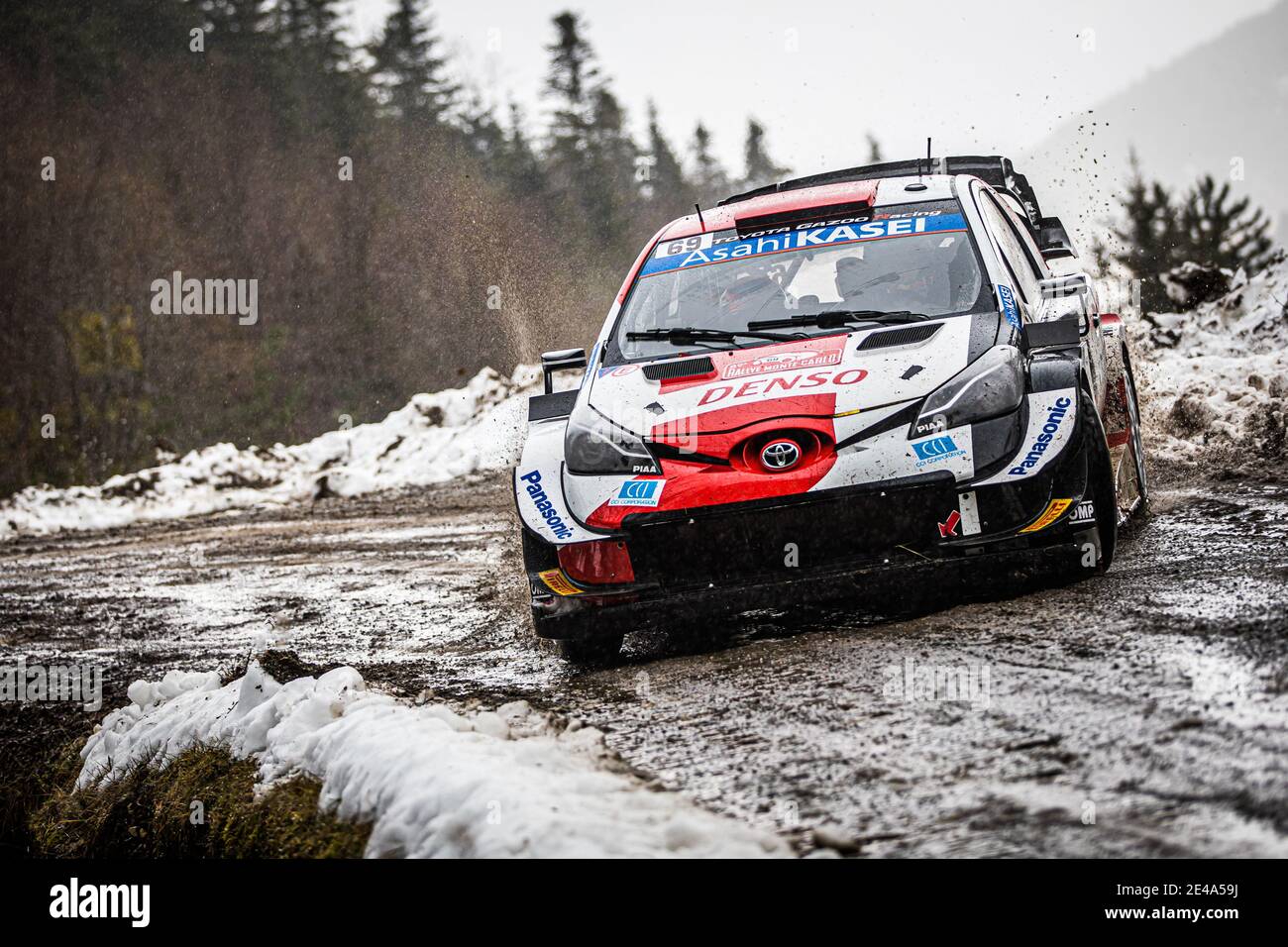 69 Kalle Rovanpera X84 Fin Jonne Halttunen Fin Toyota Gazoo Racing Wrt Toyota Yaris Wrc Action During The 21 Wrc World Rally Car Championship Monte Carlo Rally On January To 24 21
