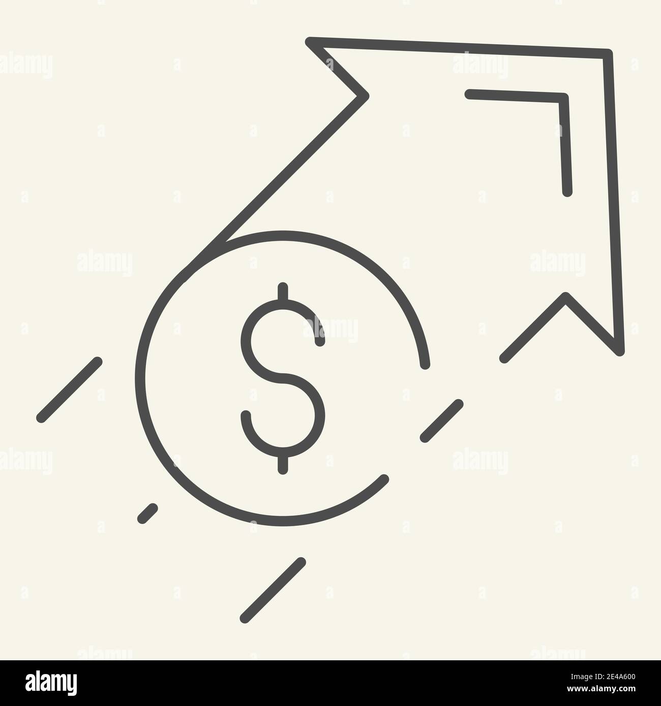 Dollar rate increase thin line icon. Financial growth vector