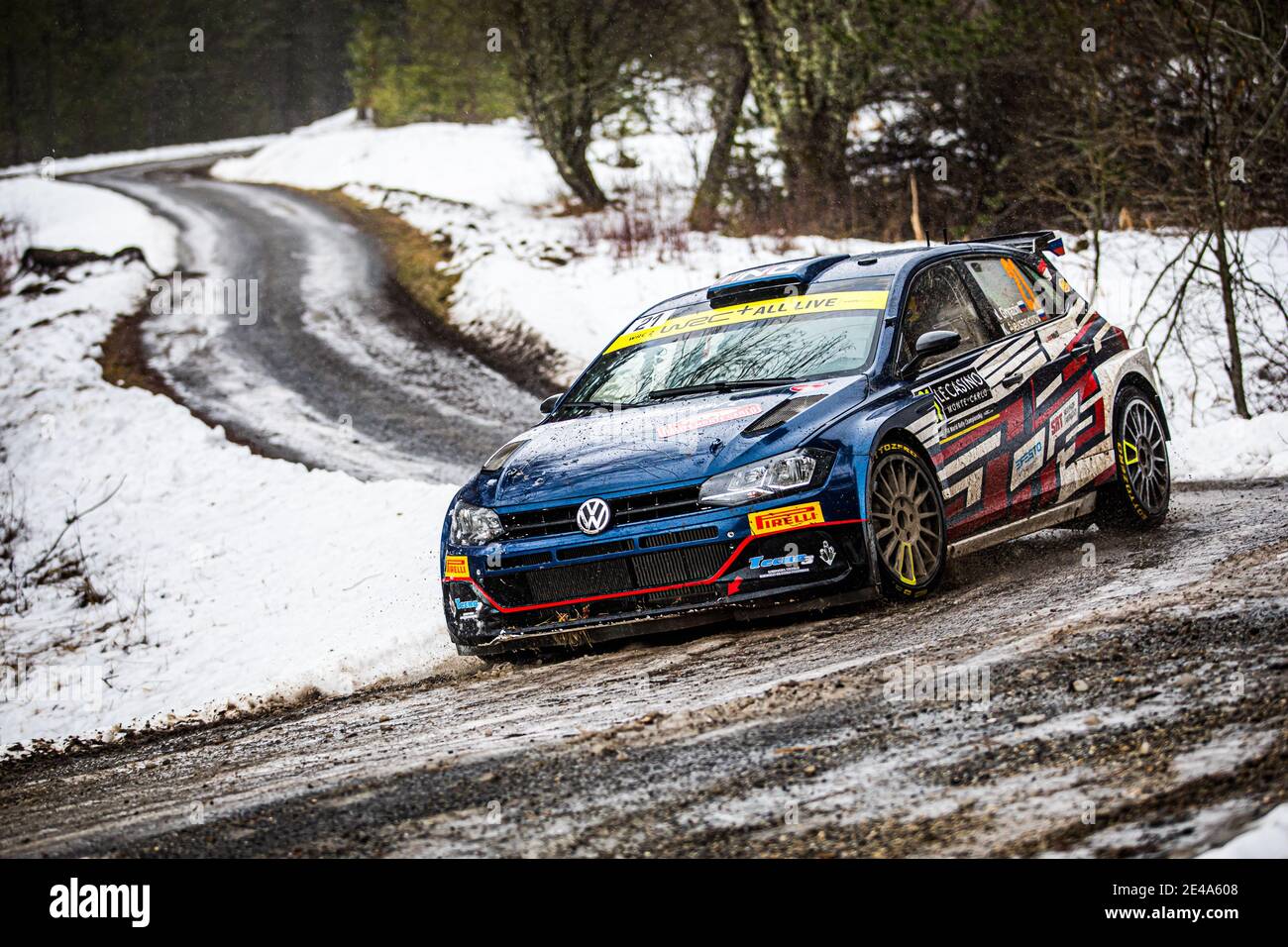 21 Nikolay GRYAZIN RUS Konstantin ALEXANDROV RUS RUS MOVISPORT WOLKSVAGEN Polo GTI RC2 Rally2 action during the 2021 WRC World Rally Car Championship Monte Carlo rally on January 20 to 24
