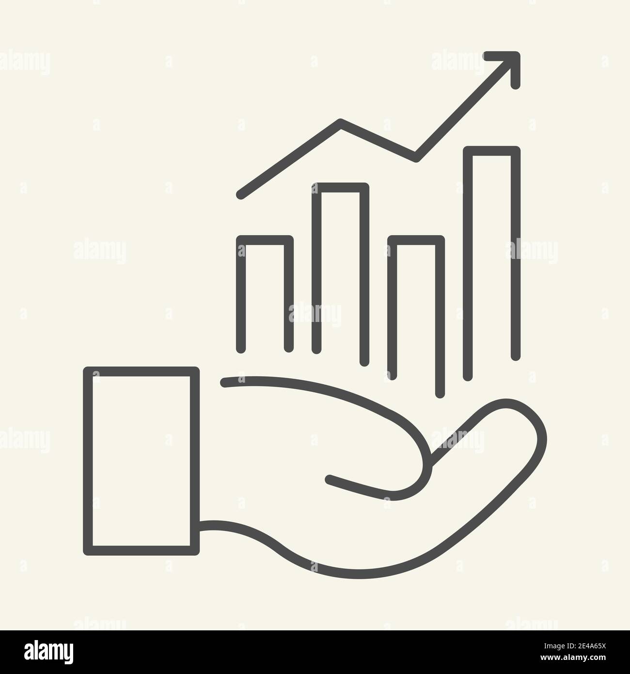 Hand holding graph thin line icon. Growth chart in palm vector ...