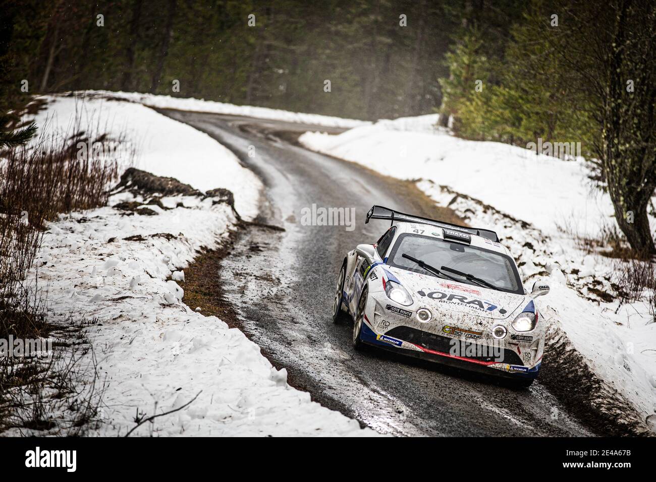 47 Raphael ASTIER (FRA), Frederic VAUCLARE (FRA), ALPINE A110, RGT RGT cars, action during the 2021 WRC World Rally Car Championship, Monte Carlo rally on January 20 to 24, 2021 at Monaco - Photo Bastien Roux / DPPI / LM Stock Photo