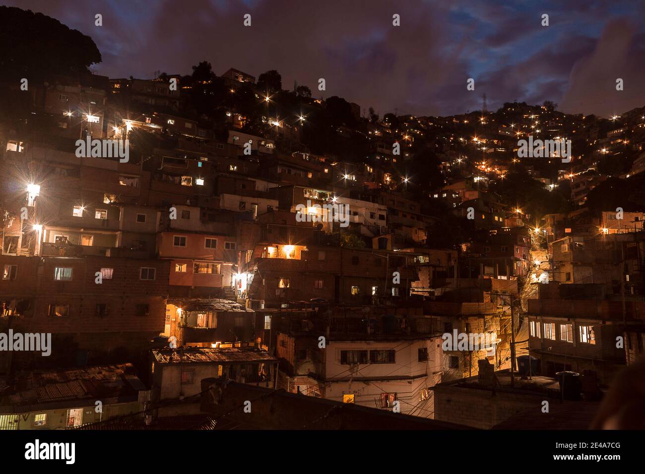 Beautiful background lights of a Caracas neighborhood Stock Photo
