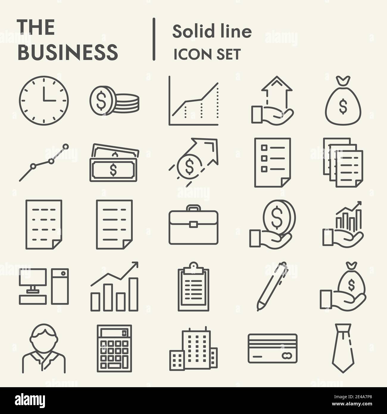 Business line icon set, office symbols collection, vector sketches ...
