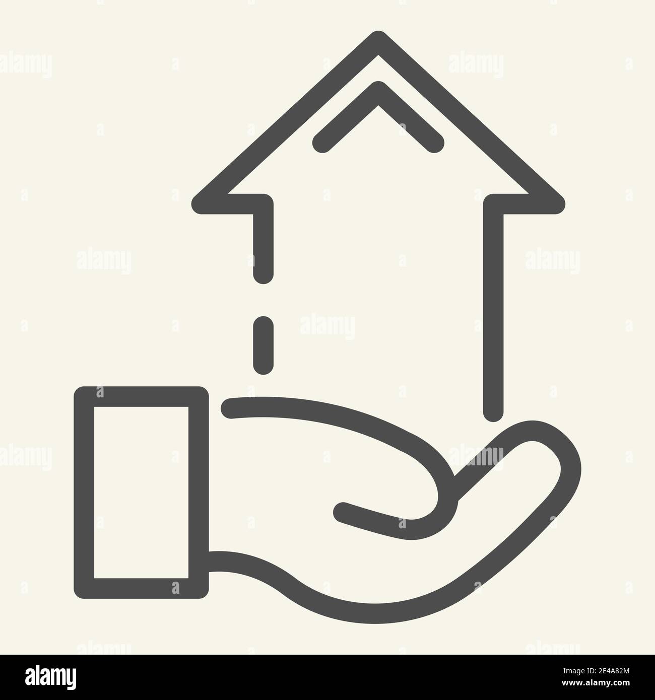 Hand with arrow up line icon. Growth arrow in palm vector illustration ...