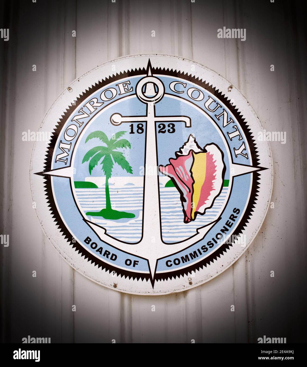 Monroe County, Board of Commissioners seal,  Historic Key West, Florida.  Vacation destination. Stock Photo