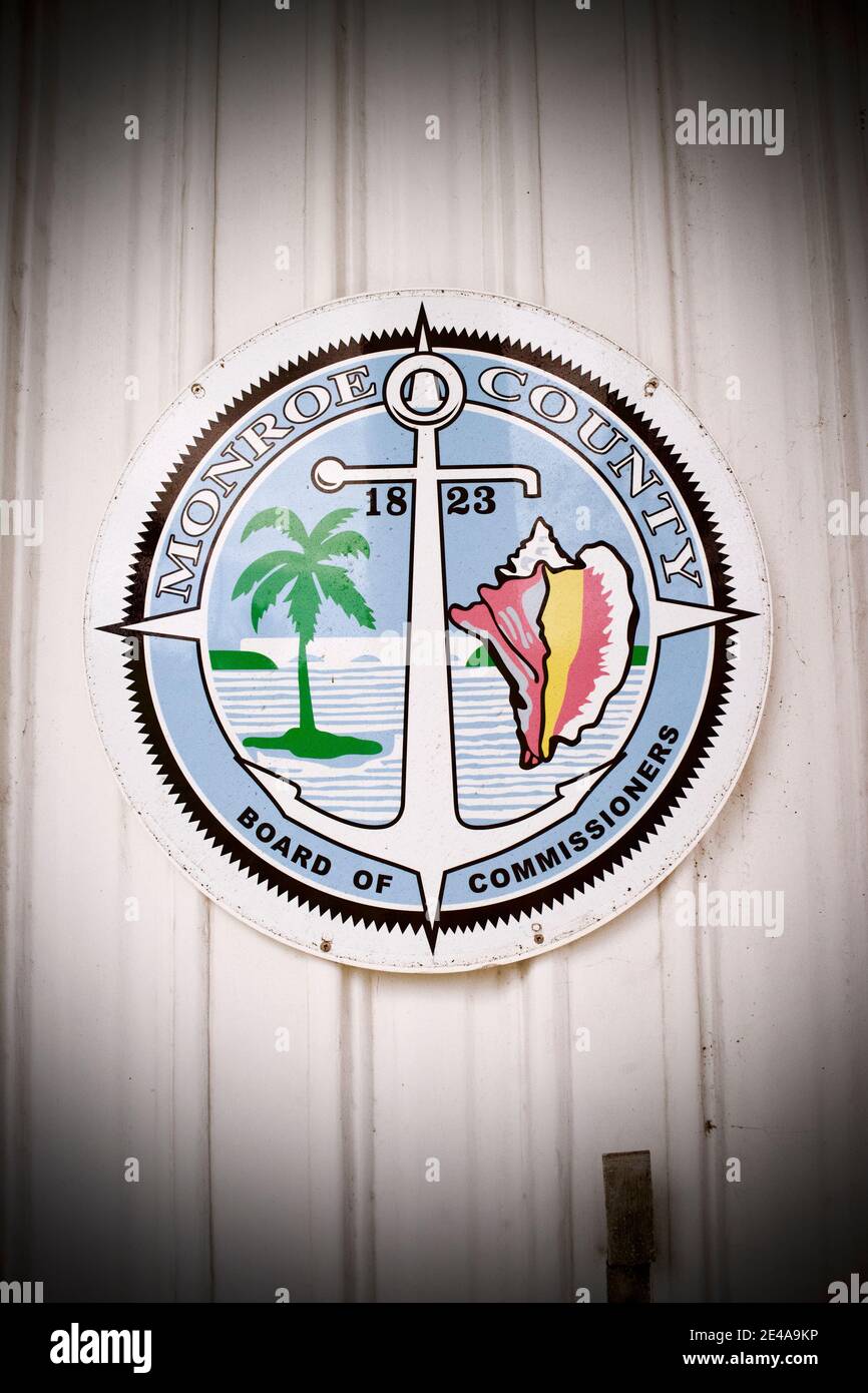 Monroe County, Board of Commissioners seal,  Historic Key West, Florida.  Vacation destination. Stock Photo