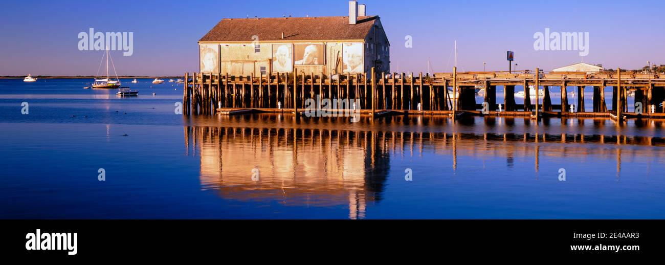 View of pier in ocean, Provincetown, Cape Cod, Barnstable County, Massachusetts, USA Stock Photo