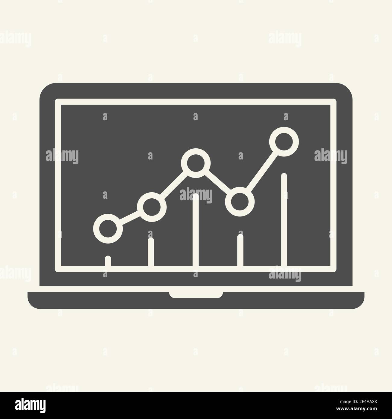 Chart on laptop solid icon. Graph on monitor vector illustration ...