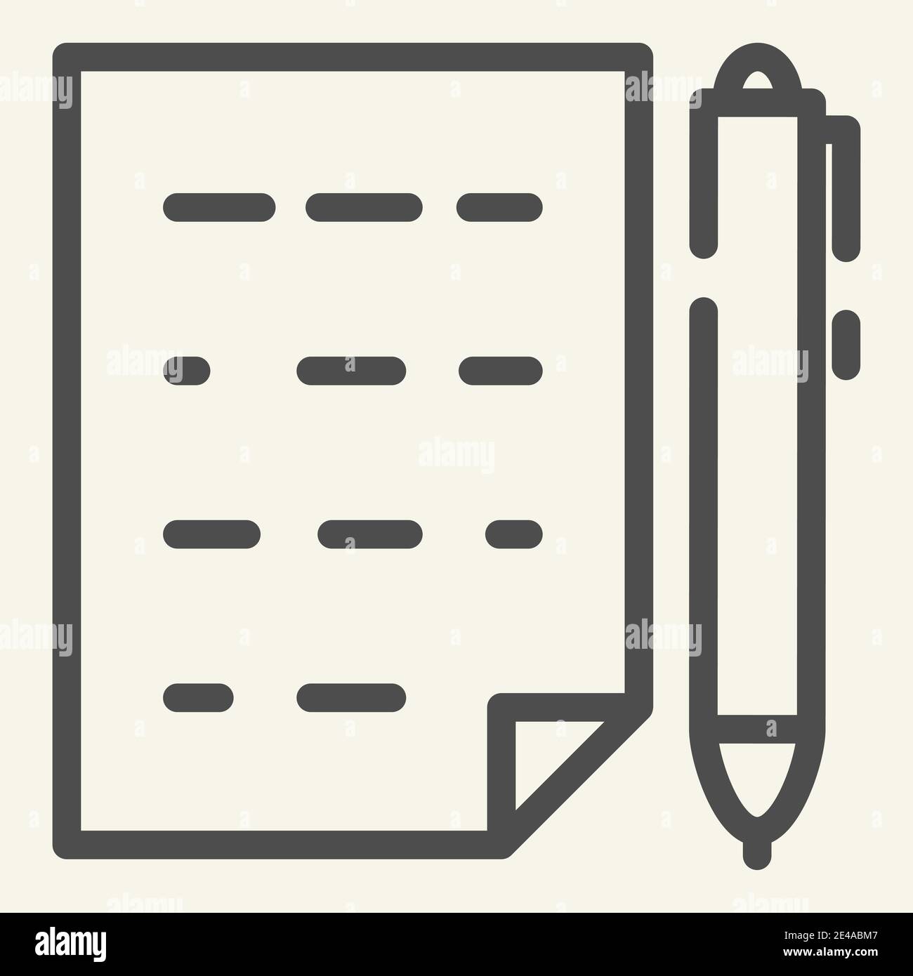 Document with pen line icon. List and pen vector illustration isolated ...