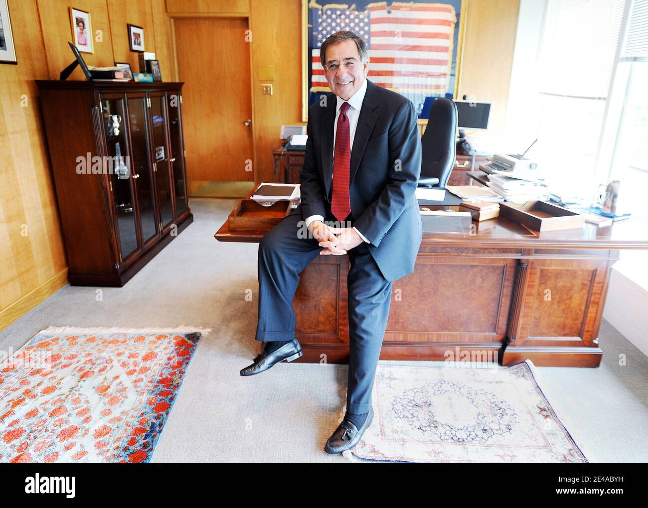 CIA Director Leon poses in his office at the CIA headquarters