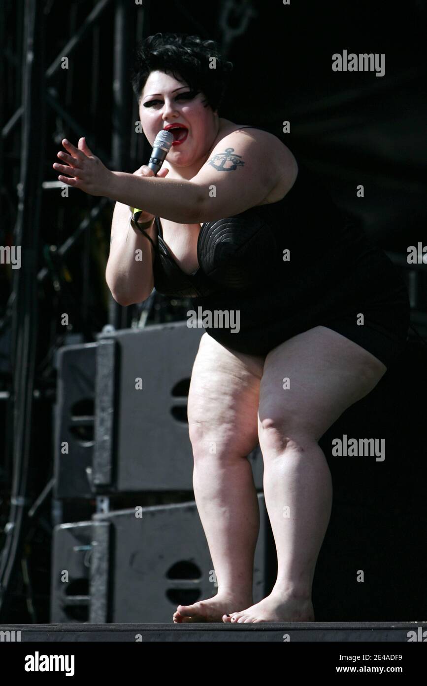 Beth Ditto of Gossip performs live during the Main Square Festival 2009 in Arras, north of France, on july 4th 2009. Photo by Mikael LIbert/ABACAPRESS.COM Stock Photo