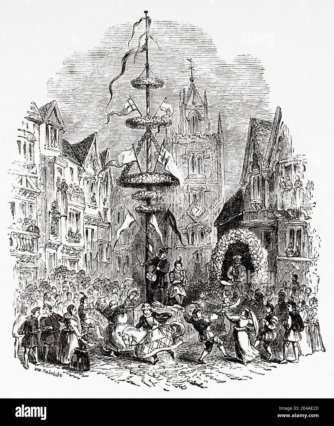May-day festival in London. Old illustration for Hard Times. Charles Dickens Stock Photo
