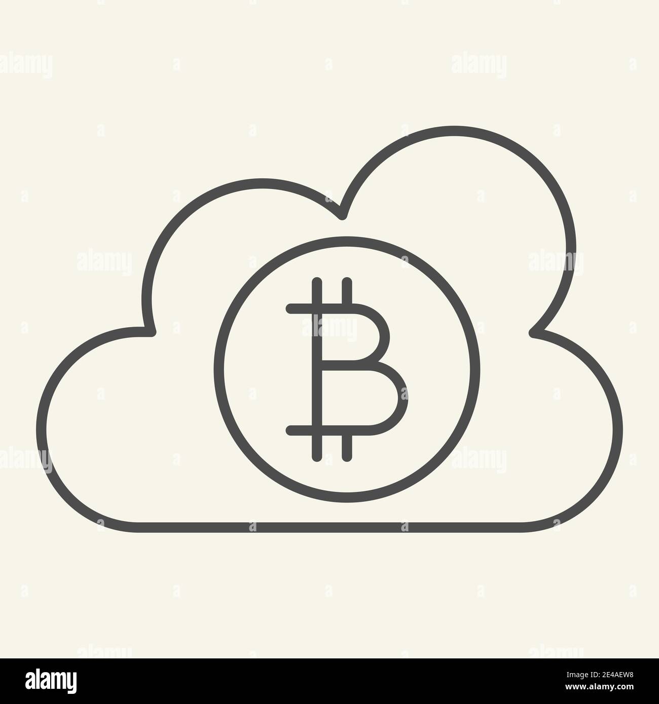 Cloud with bitcoin thin line icon. Crypto coin on cloud vector illustration  isolated on white. Cryptocurrency mining service outline style design Stock  Vector Image & Art - Alamy