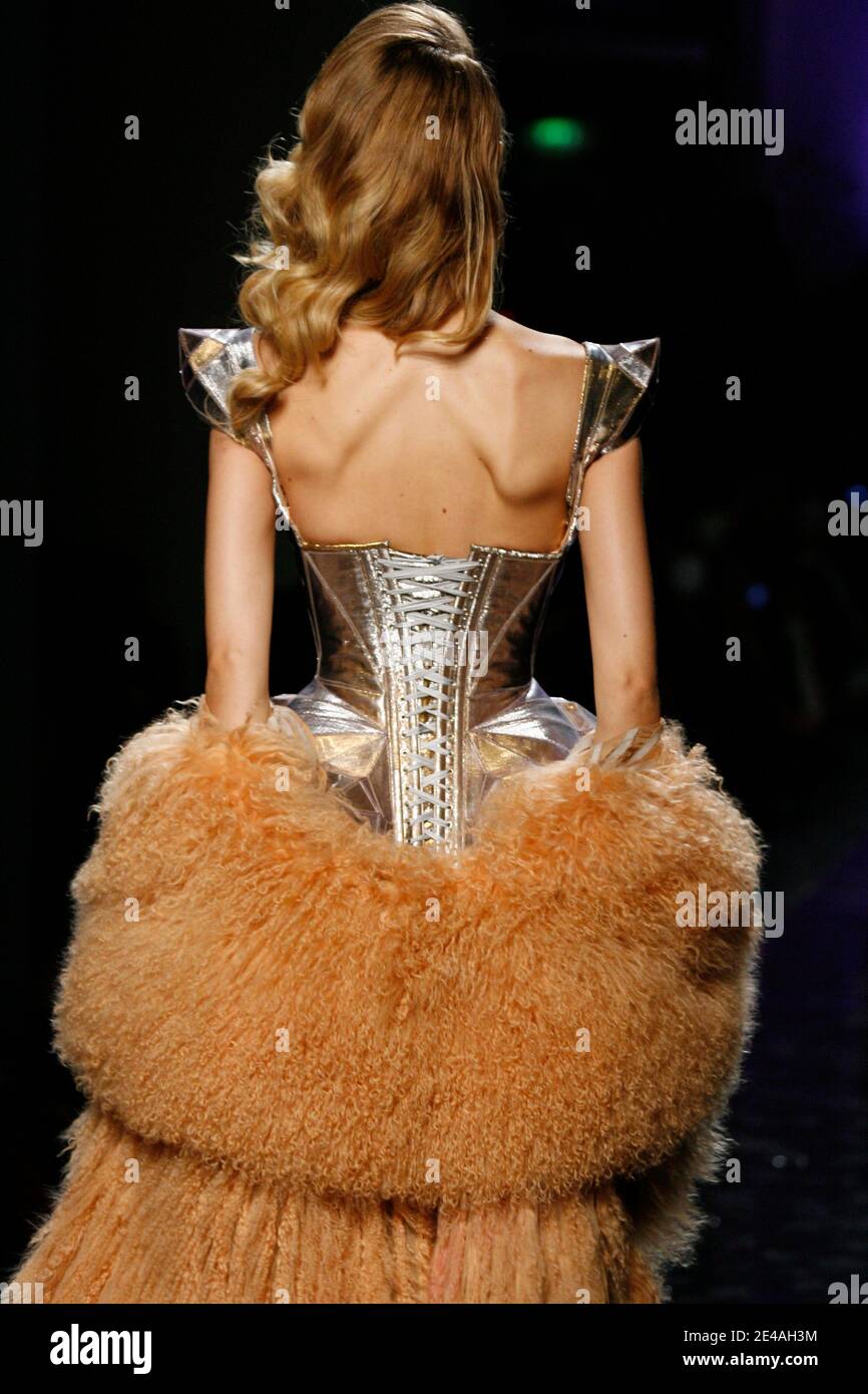 A model displays a creation by French designer Jean-Paul Gaultier for his  Fall-Winter 2009/2010 Haute-Couture collection presentation held at his  headquarters in Paris, France on July 8, 2009. Photo by Frederic  Bukajlo/JDD/ABACAPRESS.COM
