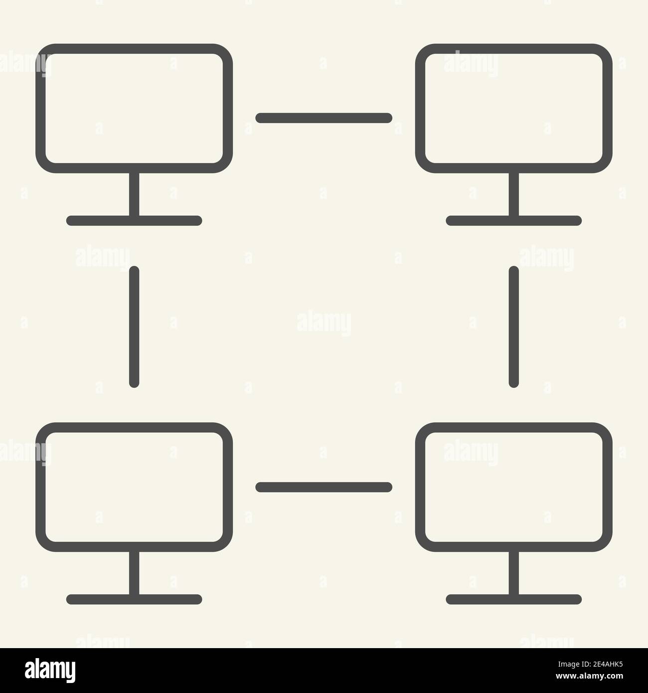 Computer network thin line icon. Home network vector illustration isolated on white. Web net outline style design, designed for web and app. Eps 10. Stock Vector