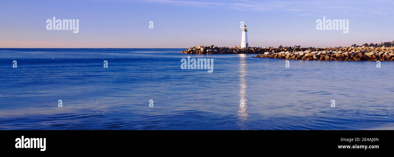 Lighthouse on the coast, Walton Lighthouse, Santa Cruz, California, USA Stock Photo