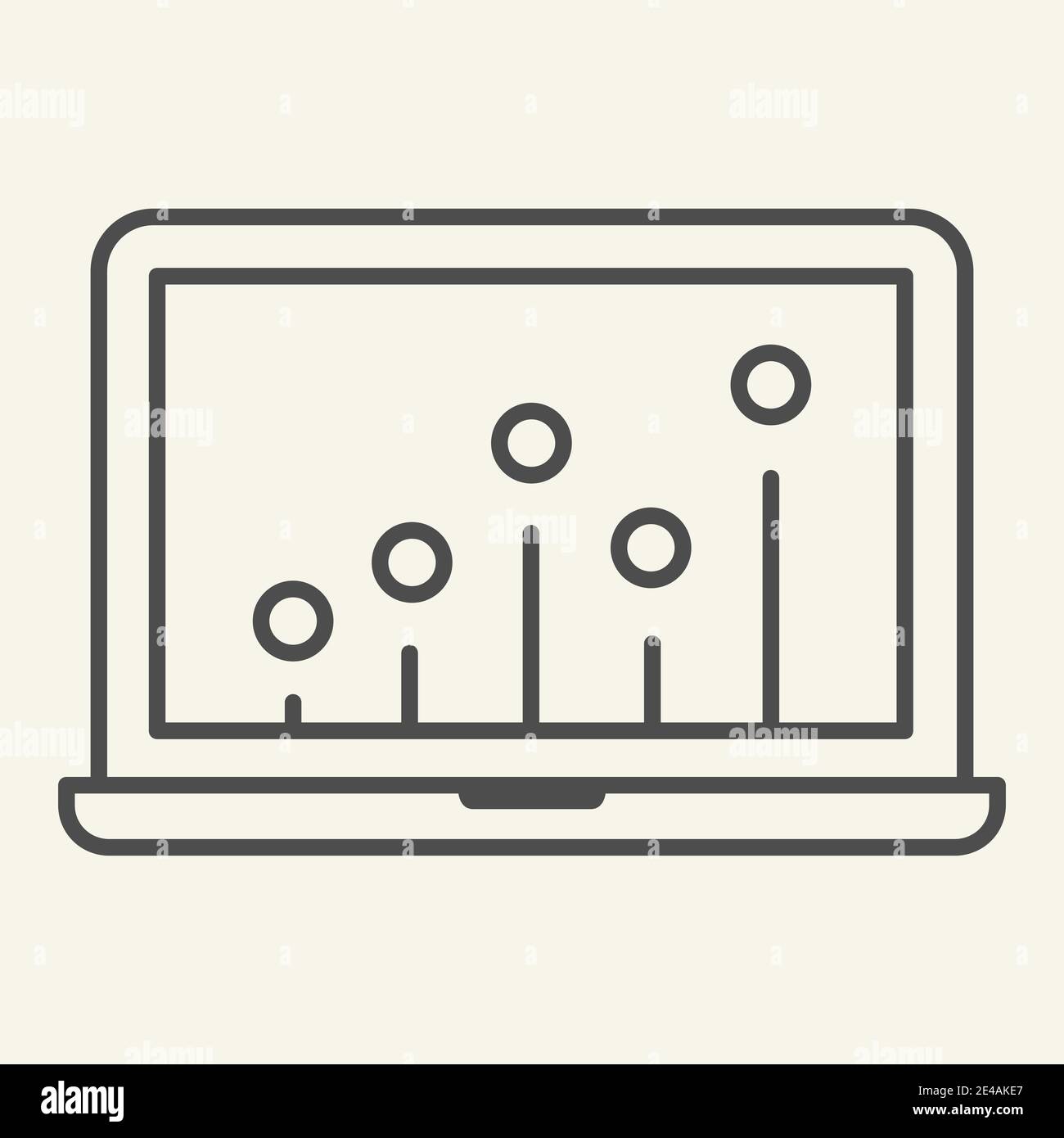 Seo graph thin line icon. Chart on laptop vector illustration isolated ...