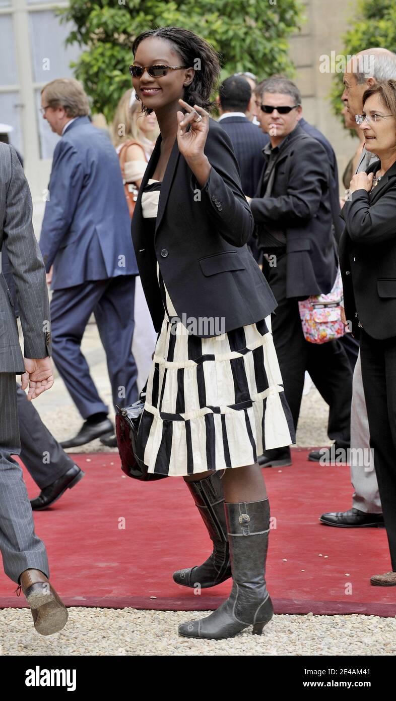 Rama Yade arrives for the Garden Party at Elysee Palace in Paris, France on July 14, 2009. Photo by Christophe Guibbaud/ABACAPRESS.COM Stock Photo