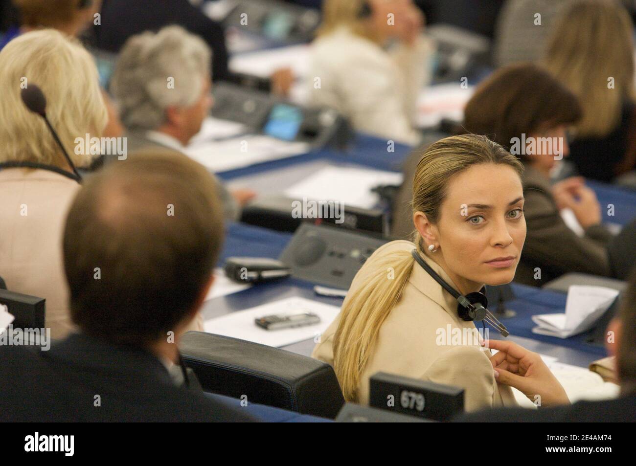 Barbara Matera is pictured on July 14, 2009 during the opening session at the European Parliament in Strasbourg, Eastern FranFrance. Photo by Antoine/ABACAPRESS.COM Stock Photo