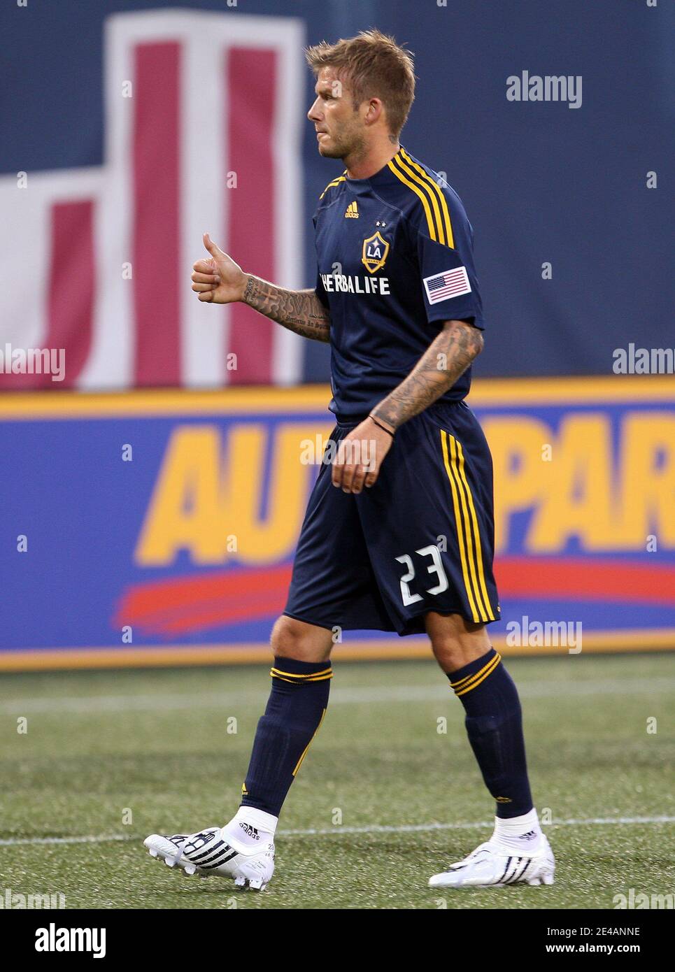 David Beckham during the soccer game New York Red Bulls vs Los Angeles  Galaxy at Giants Stadium in the Meadowlands in East Rutherford in New Jersey ,USA on July 16, 2009. Photo by