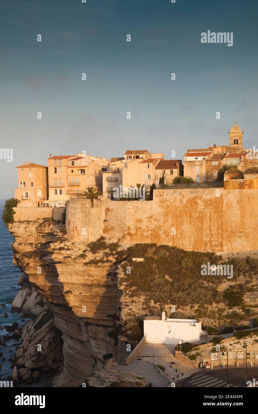 Houses on a cliff, Bonifacio, Corse-Du-Sud, Corsica, France Stock Photo