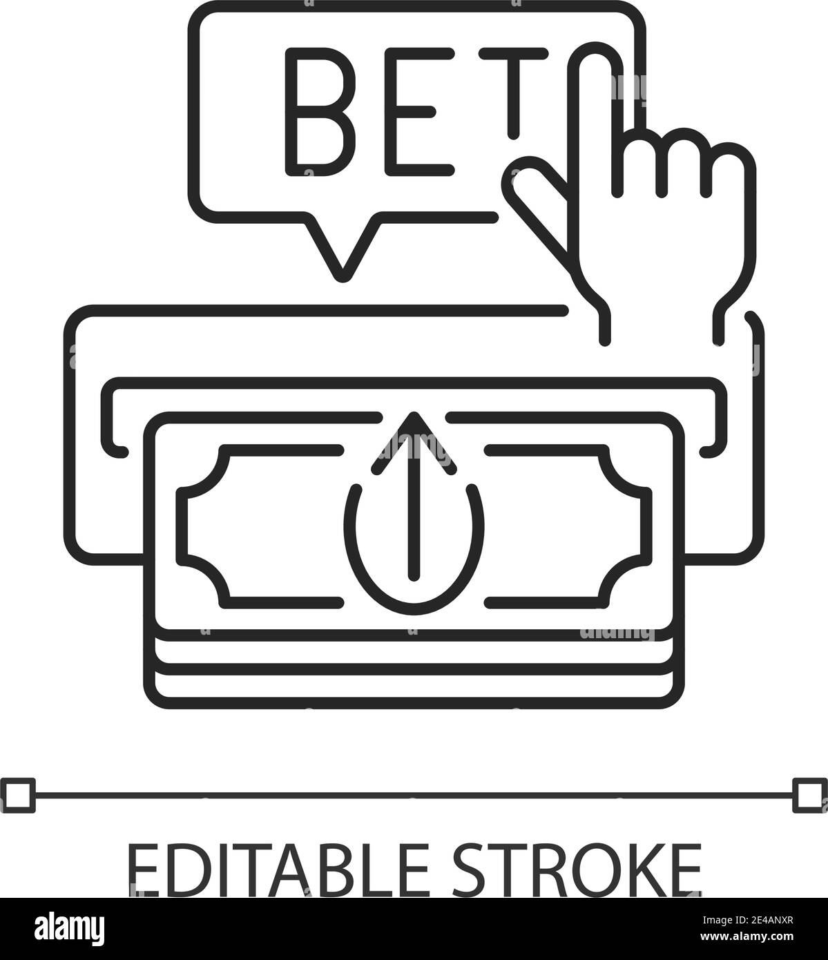 Making deposit linear icon. Cash transfer. Joining online gambling site. Payment method. Thin line customizable illustration. Contour symbol. Vector i Stock Vector
