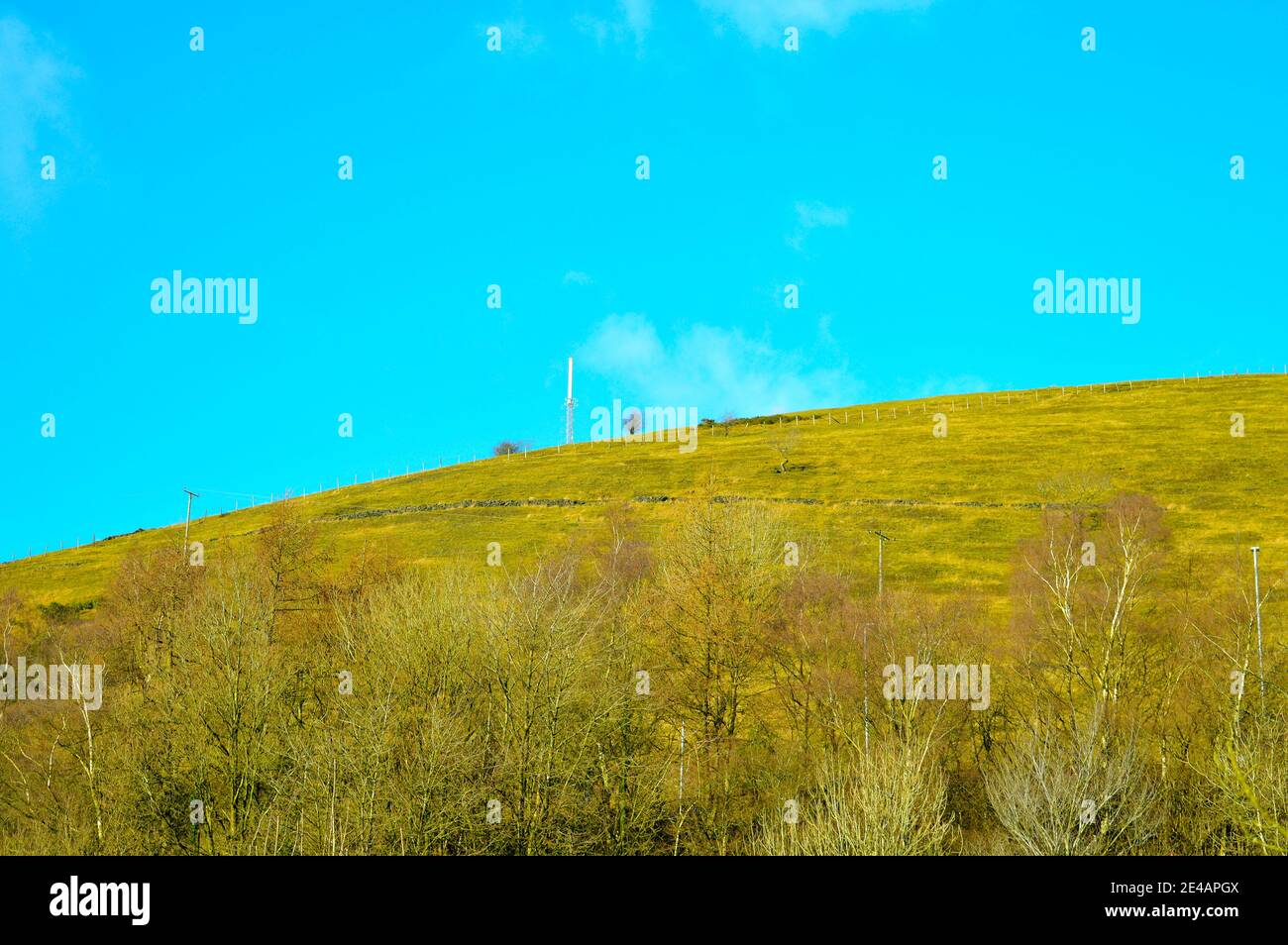 Saddleworth radio and TV transmitter on top of a hill in Saddleworth, Oldham Stock Photo