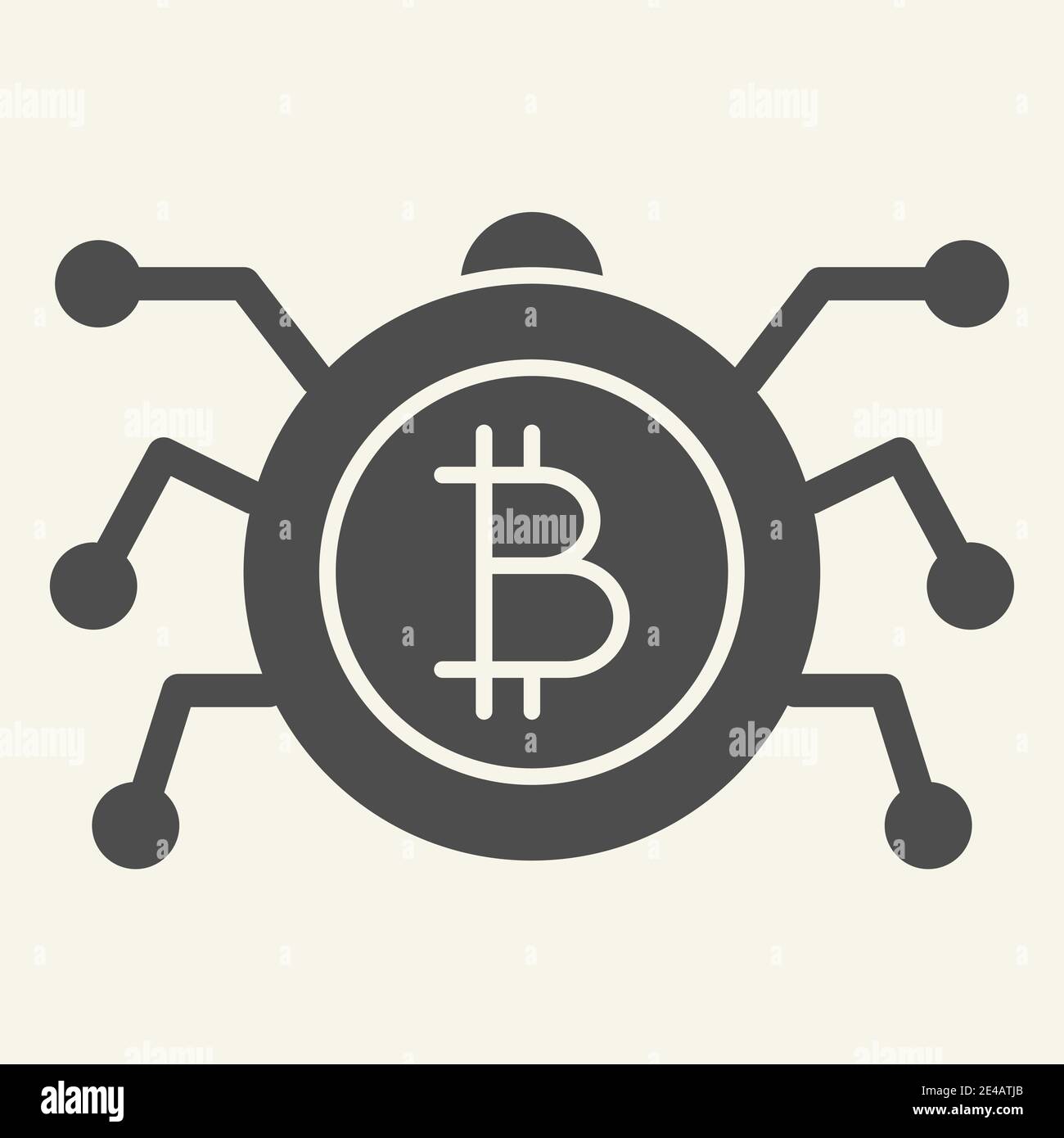 Bitcoin microchip solid icon. Crypto chip vector illustration isolated on white. Cryptocurrency cpu glyph style design, designed for web and app. Eps Stock Vector