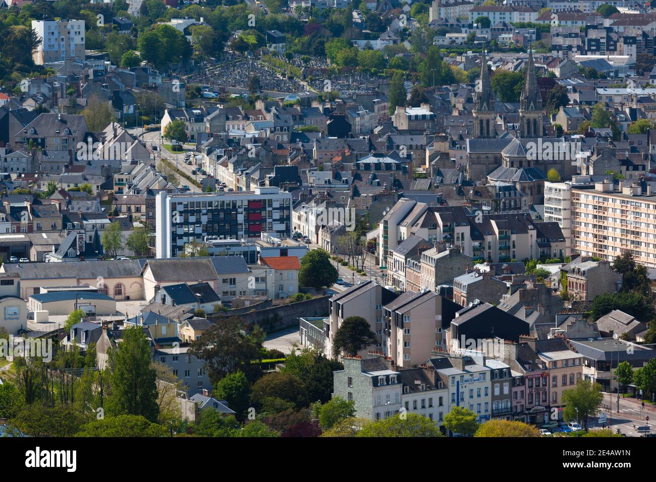 Elevated view of Cherbourg city from Fort du Roule, Cherbourg-Octeville, Manche, Normandy, France Stock Photo