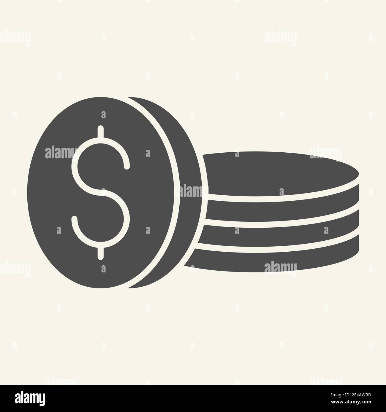 Coins solid icon. Dollars vector illustration isolated on white. Cents glyph style design, designed for web and app. Eps 10. Stock Vector