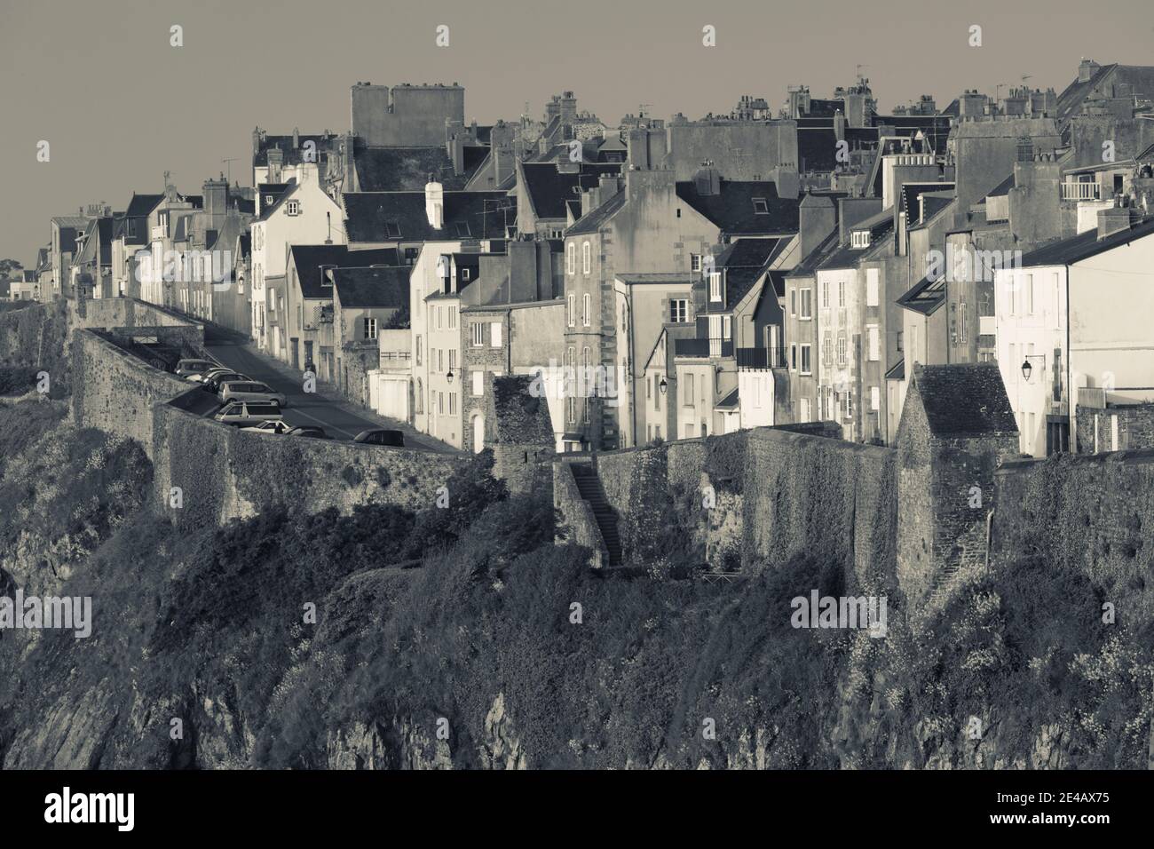 Houses in a town on a hill, Hauteville-sur-Mer, Granville, Manche, Normandy, France Stock Photo