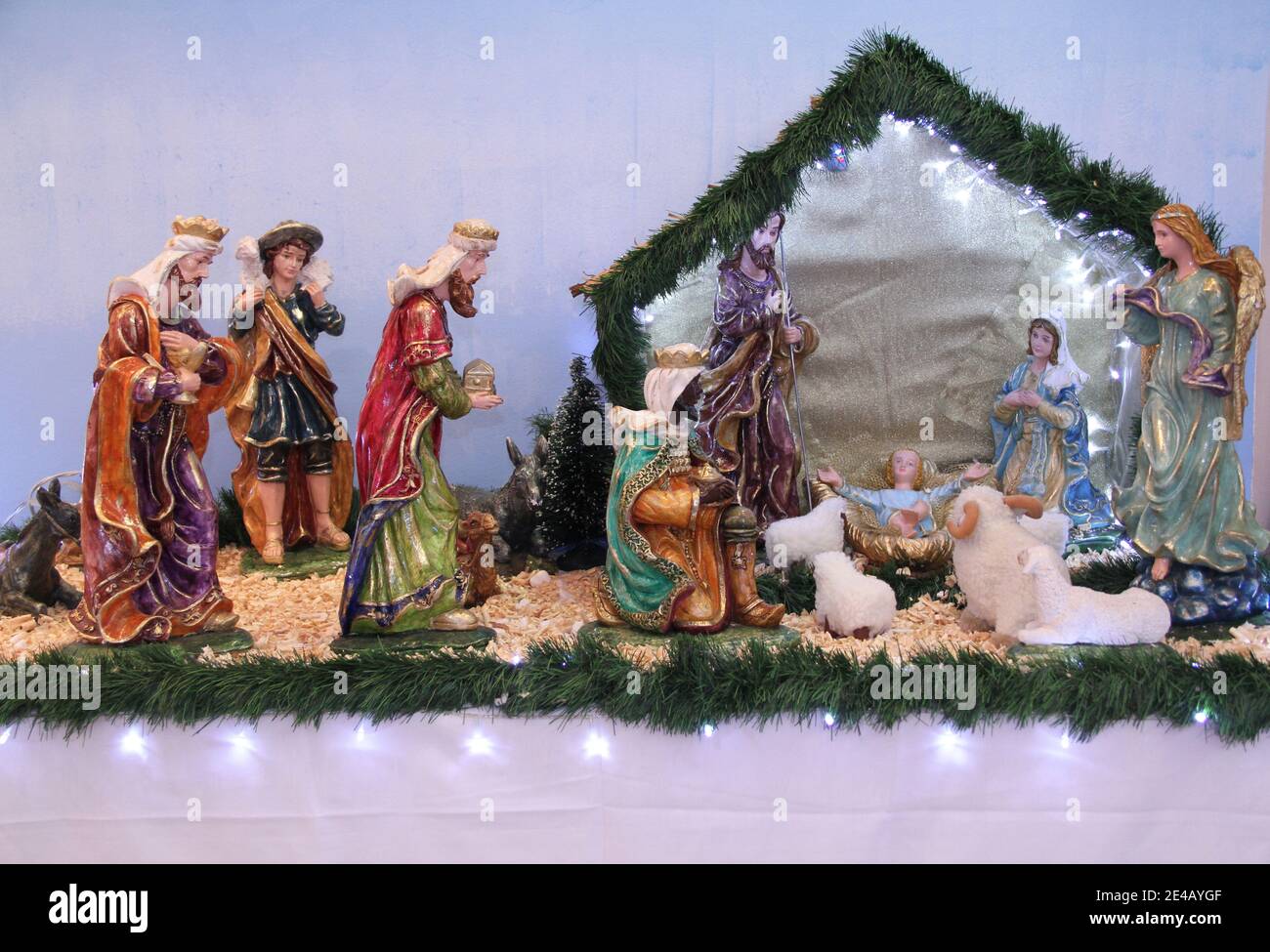 Christmas Nativity scene decoration, São Paulo, Brazil Stock Photo ...