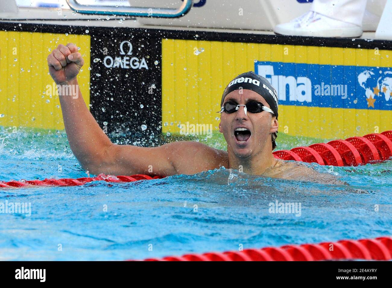 USA's Aaron Peirsol winning the 100 Meters Backstroke at the FINA Swimming World Championships in Rome, Italy, on July 31, 2009. Photo by Henri Szwarc/ABACAPRESS.COM Stock Photo