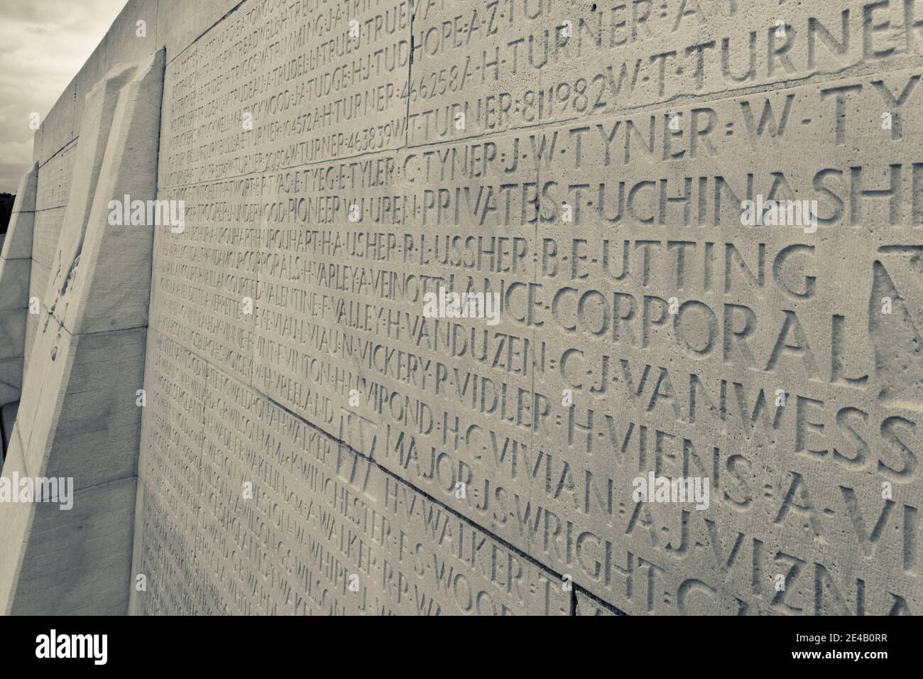 World War One battle site and memorial to Canadian troops, Vimy Ridge Monument, Vimy Ridge National Historic Site of Canada, Vimy, Pas-De-Calais, Nord-Pas-De-Calais, France Stock Photo