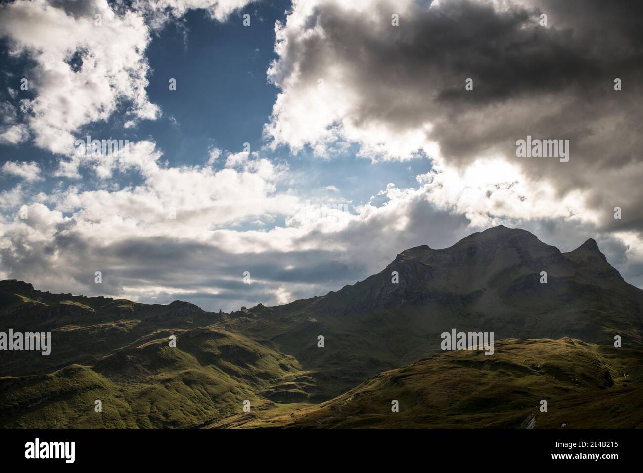 Summer evening on the Alp, thunderstorm mood Stock Photo