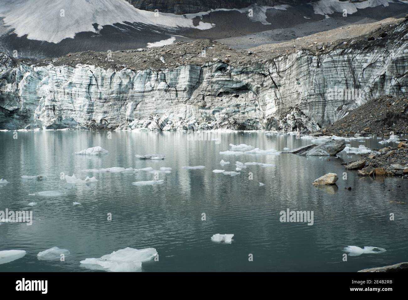 Glacier lake with ice floes, glacier breakup Stock Photo