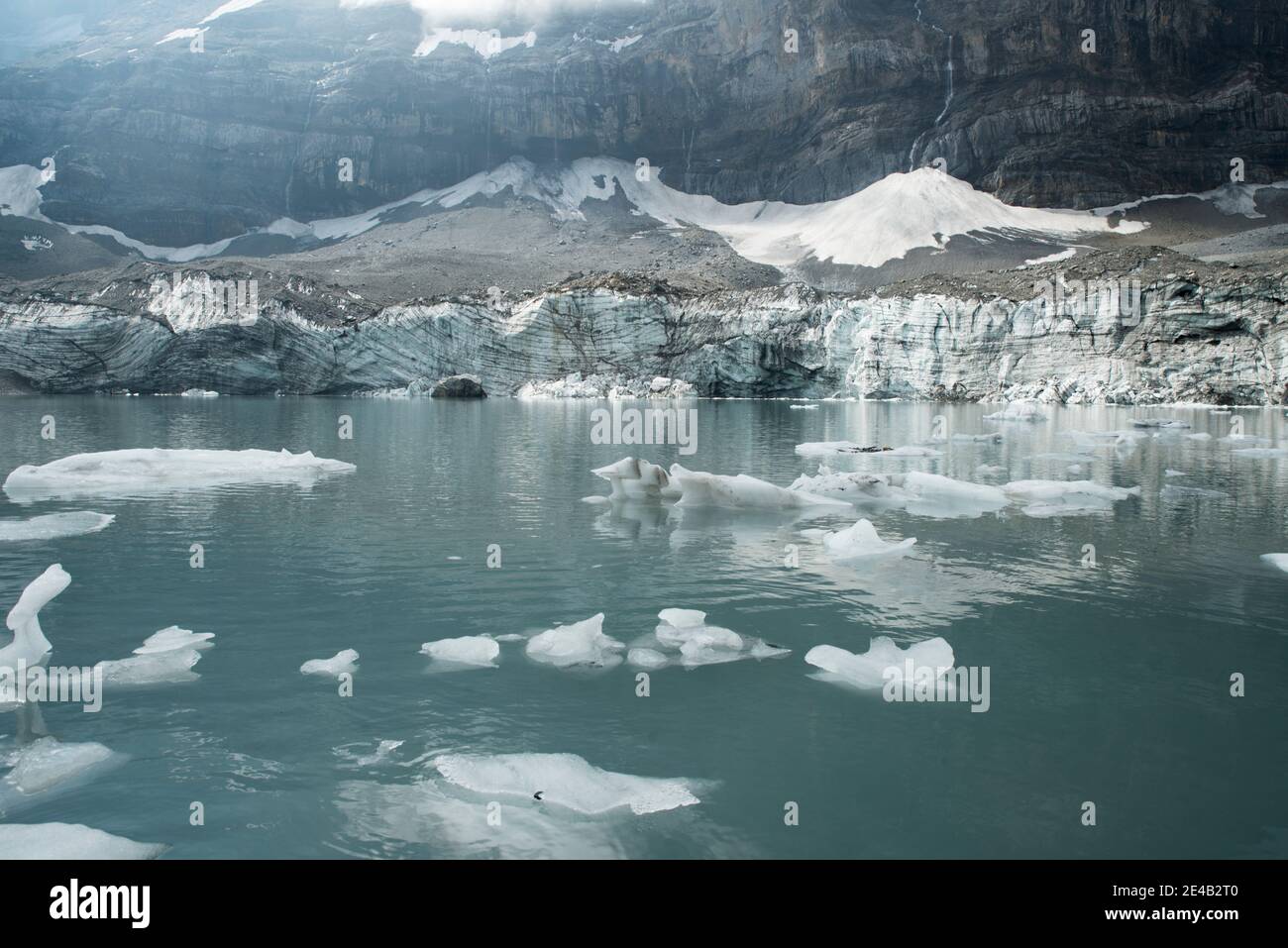 Glacier lake with ice floes, glacier breakup Stock Photo