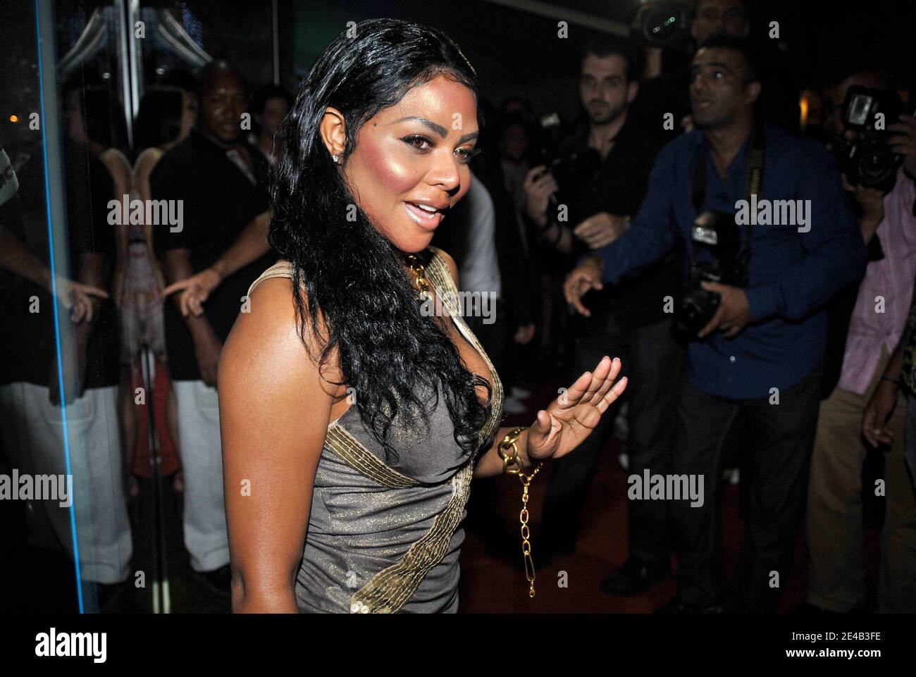 Lil' Kim arrives to perform during a showcase at the VIP Room in Saint-Tropez, France on August 17, 2009. Photo by ABACAPRESS.COM Stock Photo