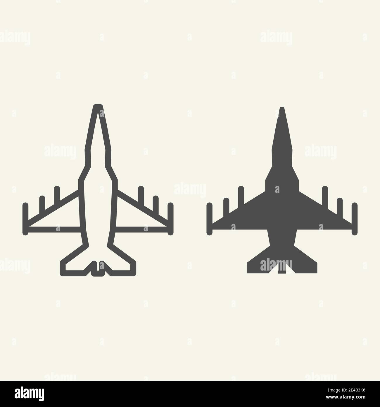 Fighter aircraft line and glyph icon. Military airplane vector ...