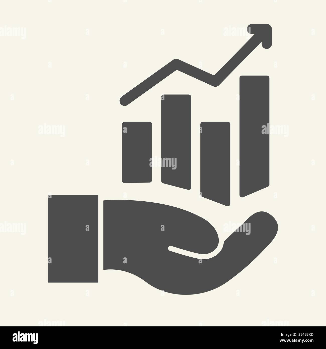 Hand holding graph solid icon. Growth chart in palm vector illustration ...