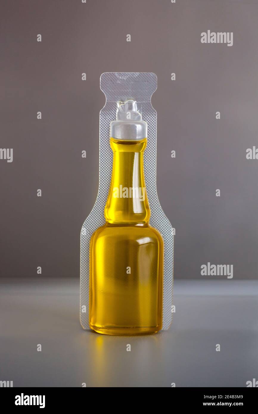 Olive oil in a mini package Stock Photo