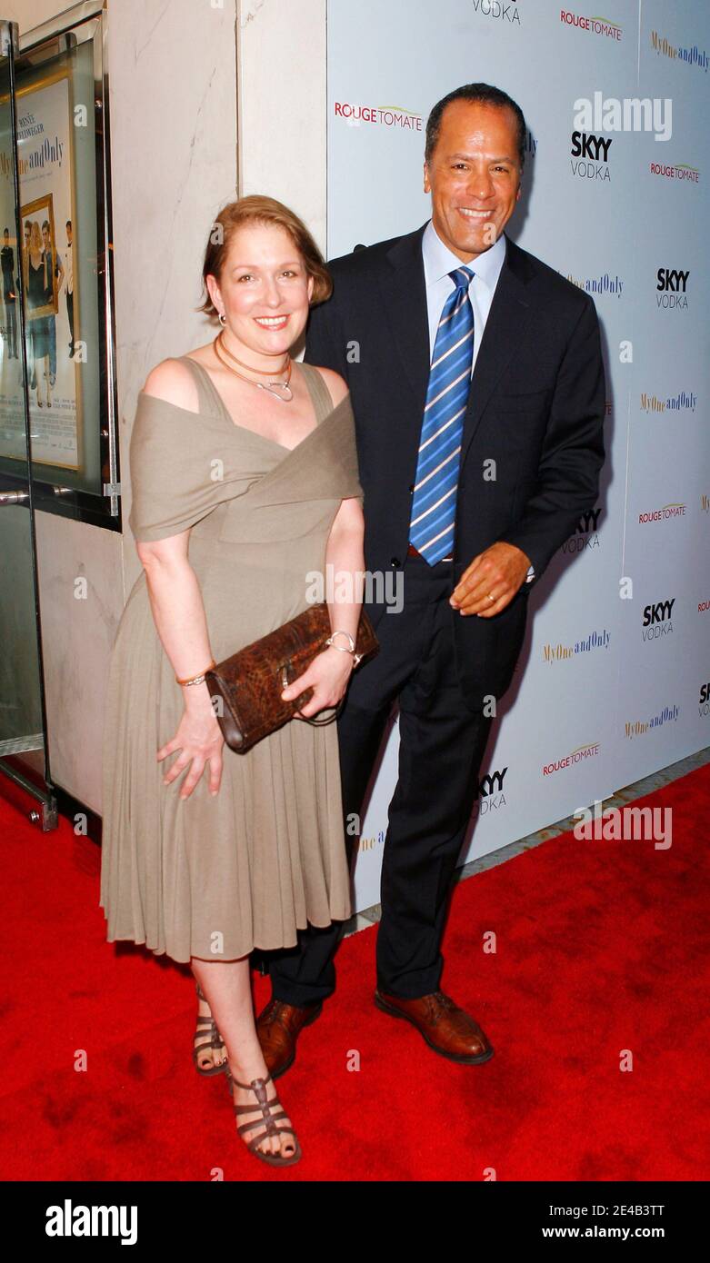 Broadcaster Lester Holt and wife arriving for the New York premiere of
