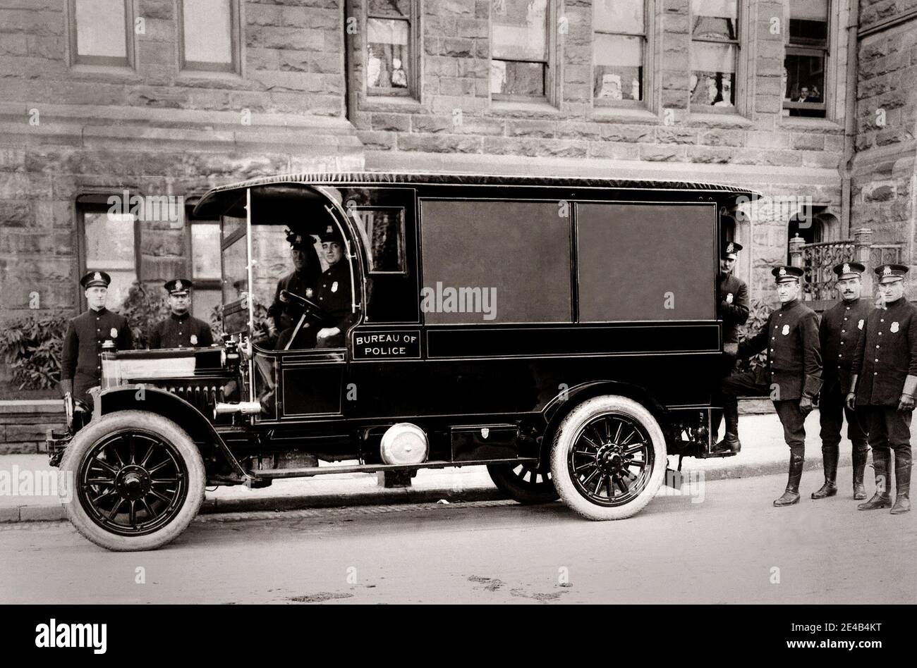 Scranton Pennsylvania USA Bureau of Police Paddy Wagon Early 1900s Stock Photo