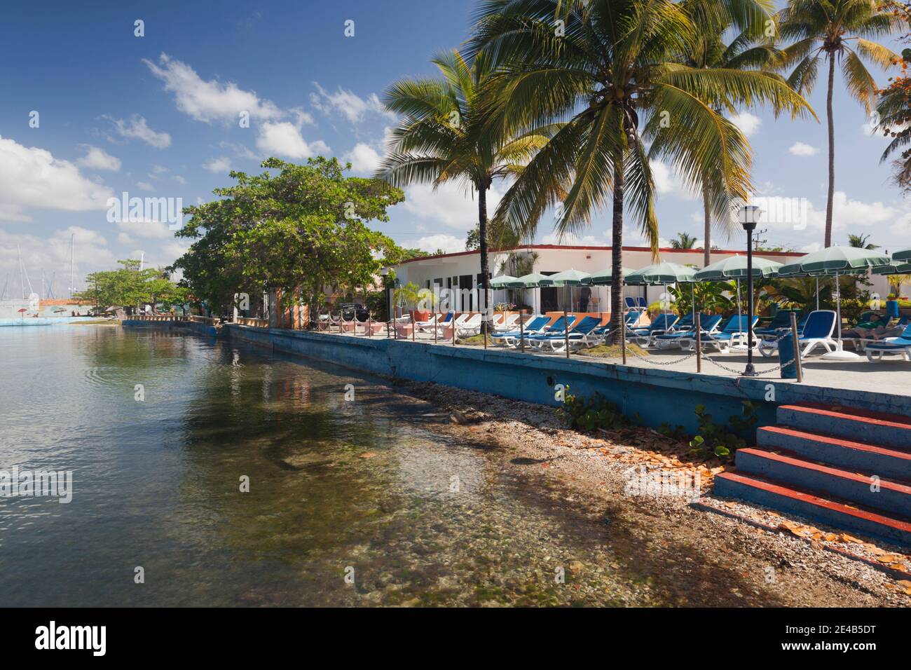 Palm trees at Hotel Jagua, Punta Gorda, Cienfuegos, Cuba Stock Photo