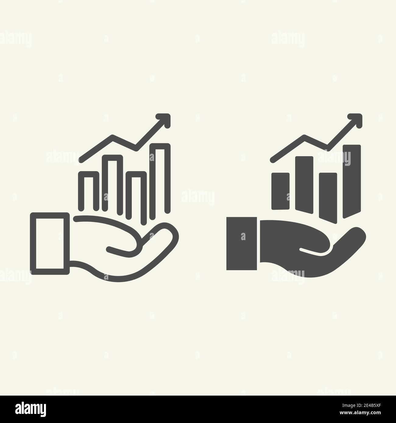 Hand holding graph line and glyph icon. Growth chart in palm vector ...