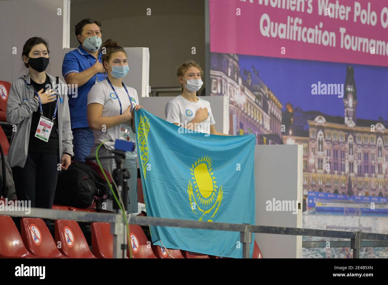 Trieste, Italy. 22nd Jan, 2021. Trieste, Italy, Federal Center B. Bianchi, January 22, 2021, Kazakhstan during Women's Waterpolo Olympic Game Qualification Tournament 2021 - Netherlands vs Kazakhstan - Olympic Games Credit: Marco Todaro/LPS/ZUMA Wire/Alamy Live News Stock Photo