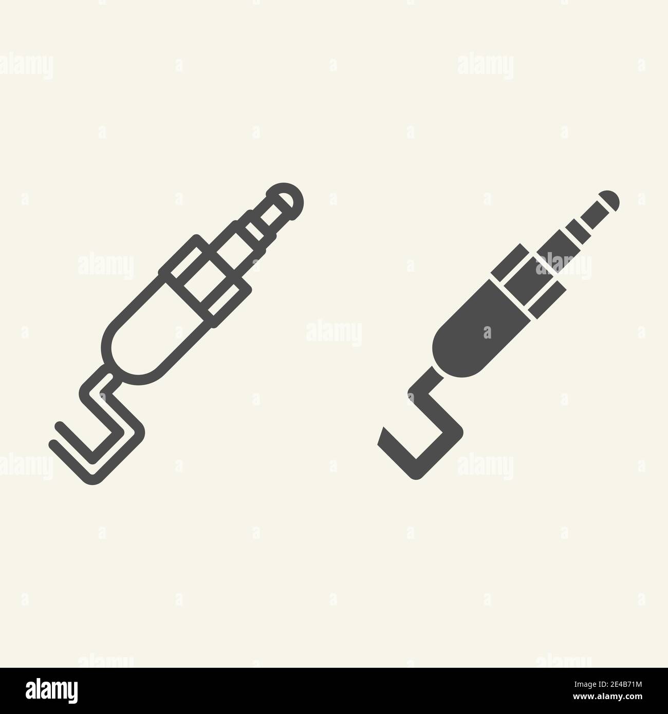 Mini jack line and glyph icon. Cable connector vector illustration
