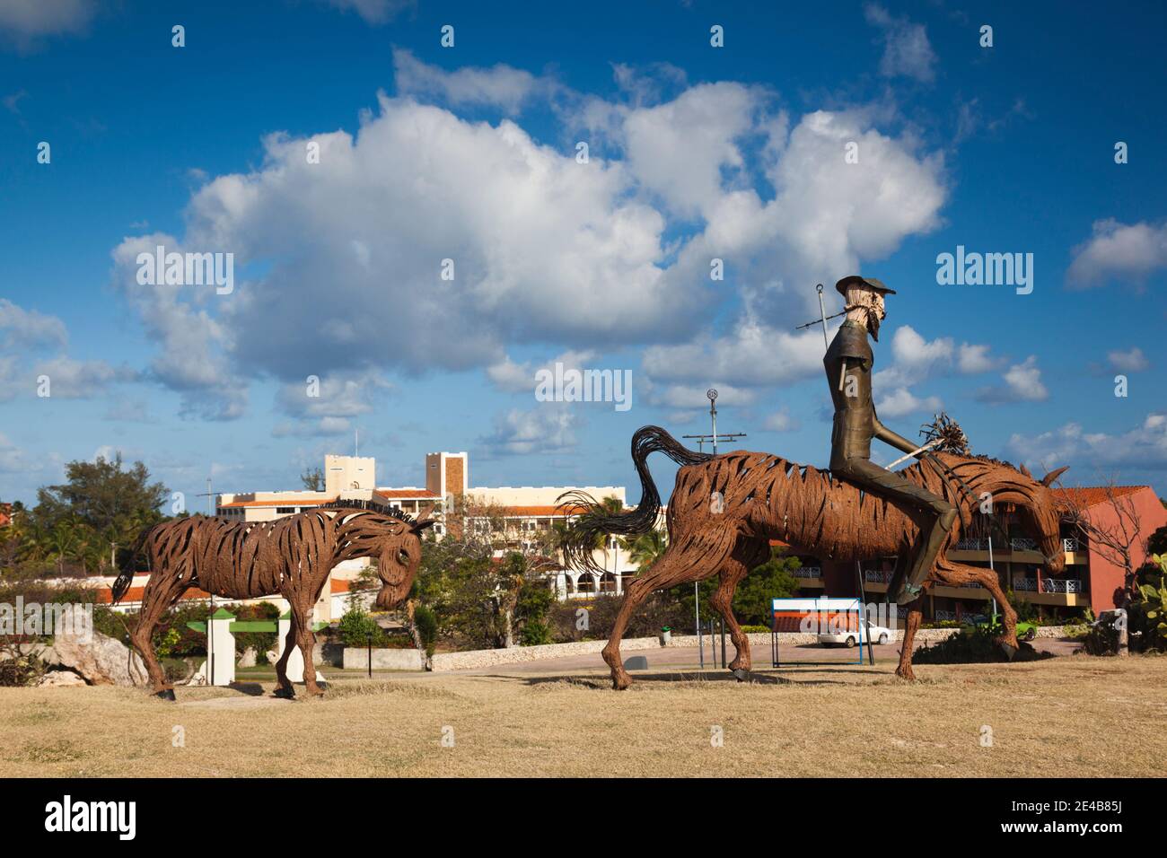 Statues of horse outside Meson Del Quijote restaurant, Varadero, Matanzas Province, Cuba Stock Photo